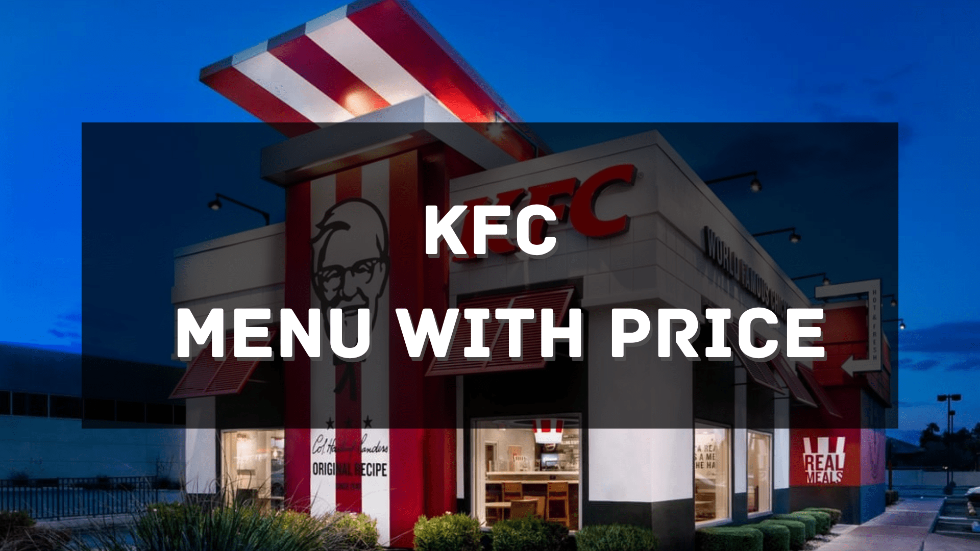 KFC Menu with Price SG