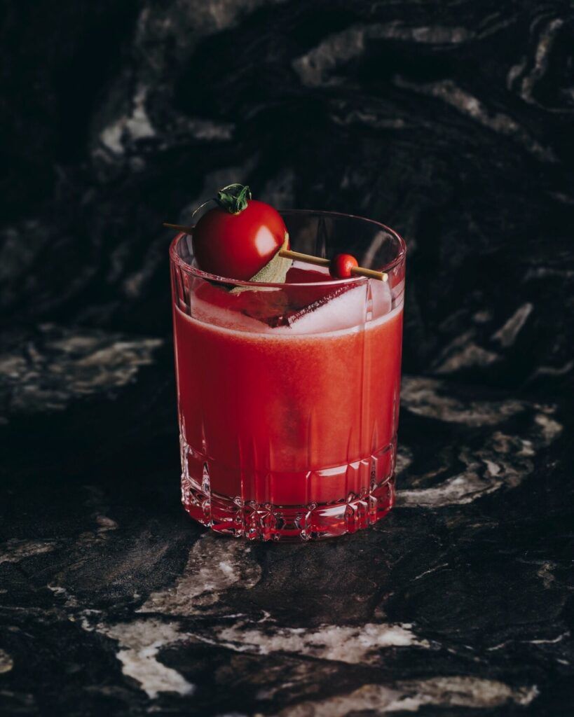 G.L.T. - Gin, Lychee, and Tomato Juice cocktail
