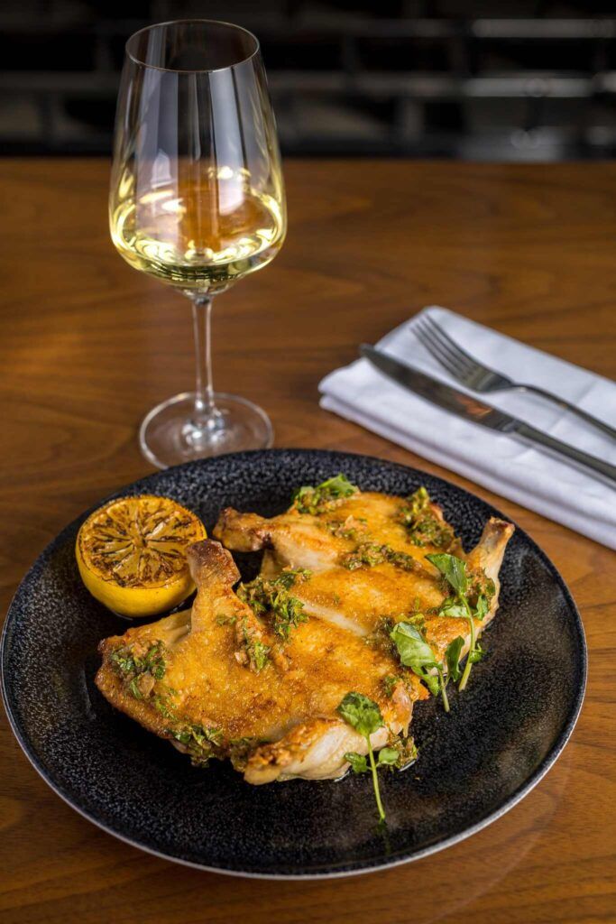 Grilled Spatchcocked Poussin best paired with champagne