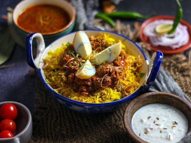 Classic Biryani topped with egg