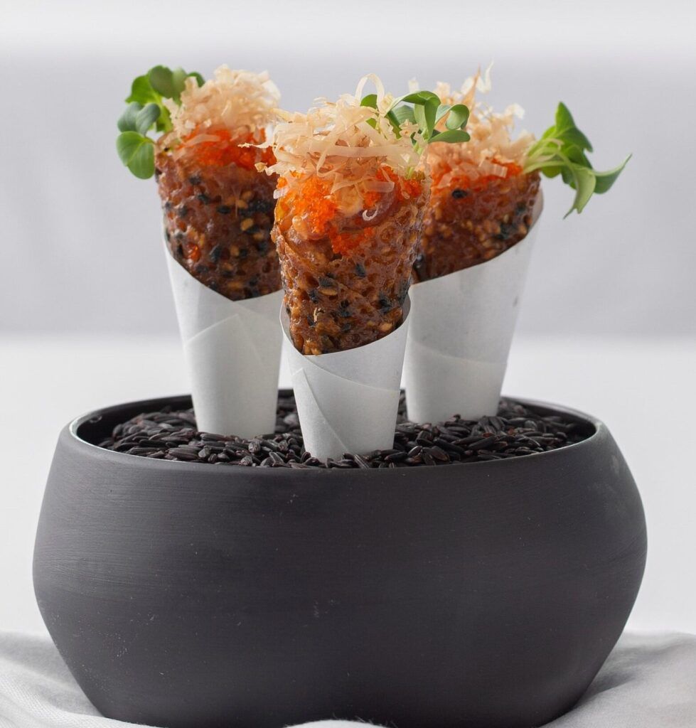 Big eye tuna tartare cones