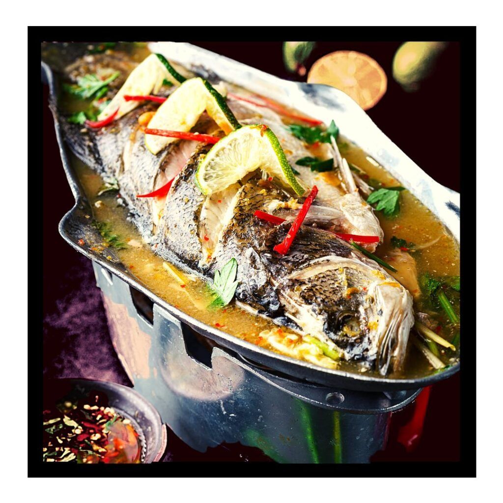 steamed seabass with spicy lime sauce